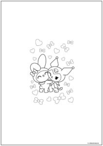 Dibujo De Kuromi Con Amiga Para Colorear