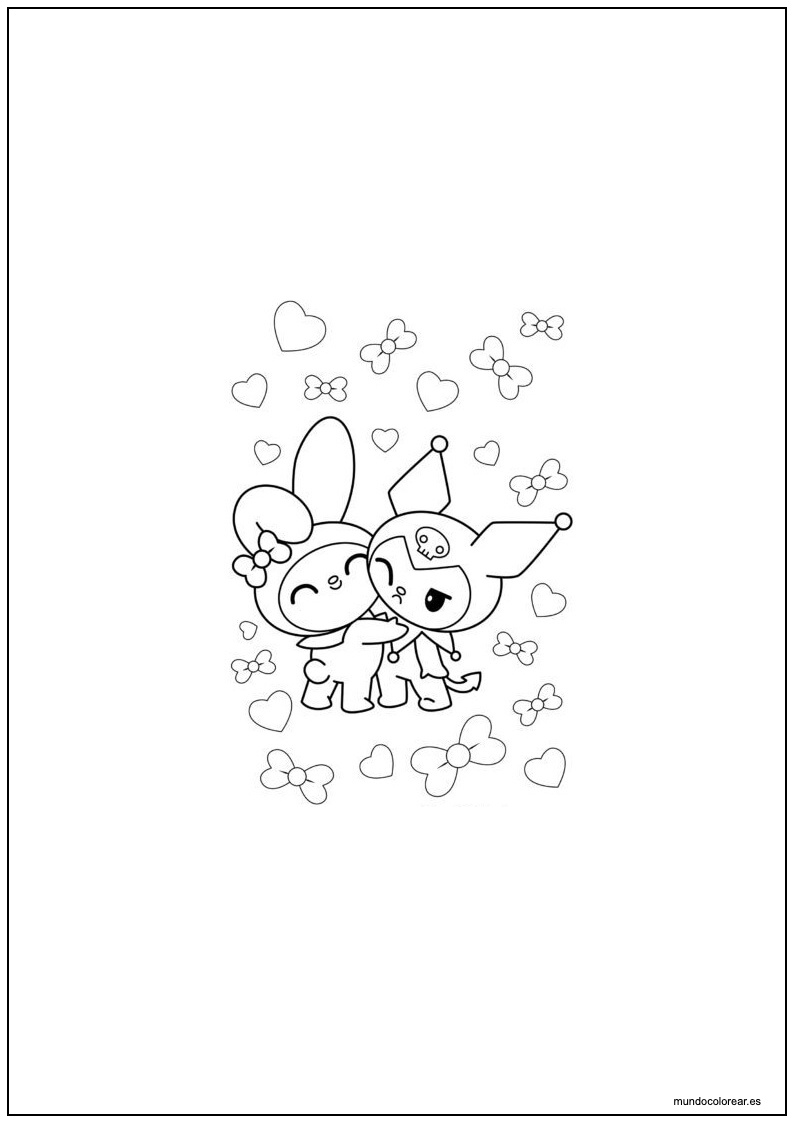 Dibujo De Kuromi Con Amiga Para Colorear