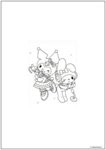 Dibujo De Kuromi Con Amiga Para Imprimir Y Colorear