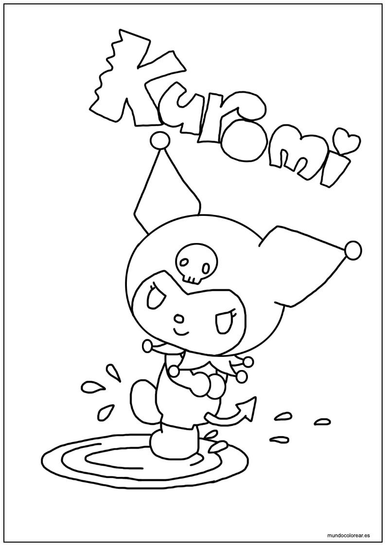 Dibujo De Kuromi Con Letras Para Colorear