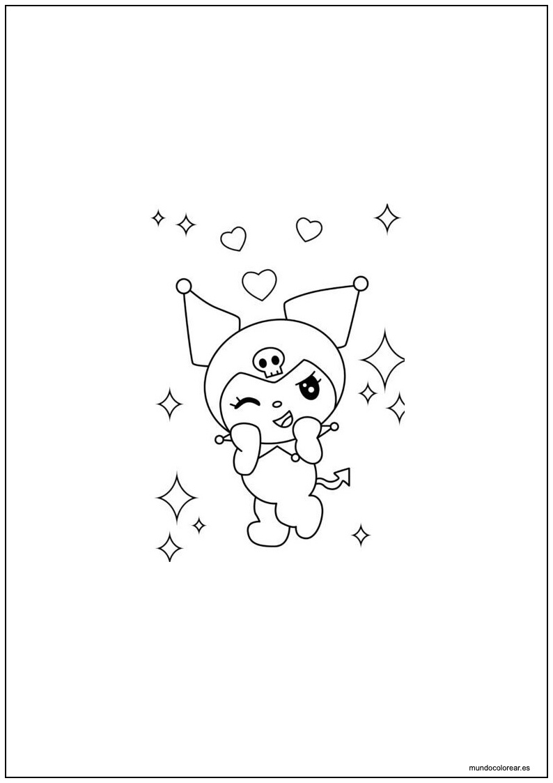 Dibujo De Kuromi Feliz Para Imprimir