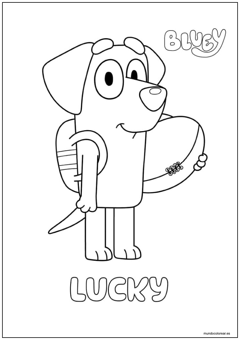 Dibujo De Lucky Con Pelota Para Colorear