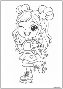 Dibujo De Luluca Con Patines Para Colorear