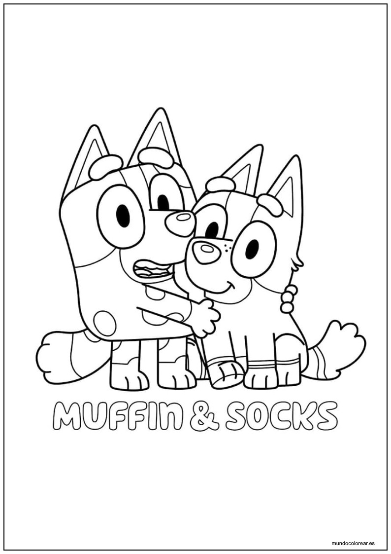 Dibujo De Muffin Y Socks Abrazados Para Imprimir