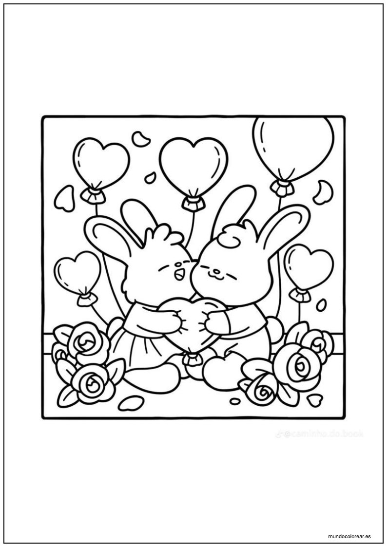 Dibujo De Cozy Friends Conejitos Enamorados Para Imprimir
