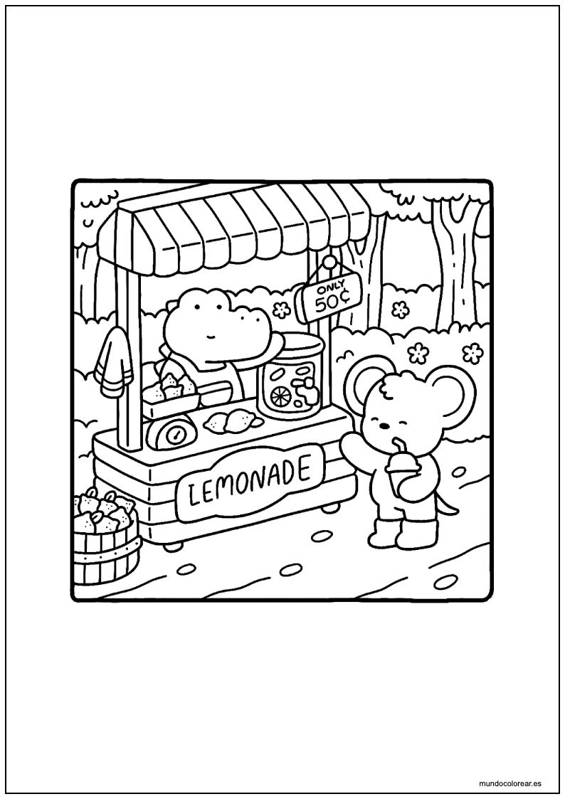 Dibujo De Cozy Friends Rana Vendiendo Limonada Para Imprimir
