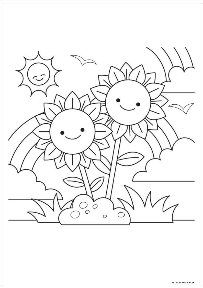 Dibujo De Dos Girasoles Para Colorear