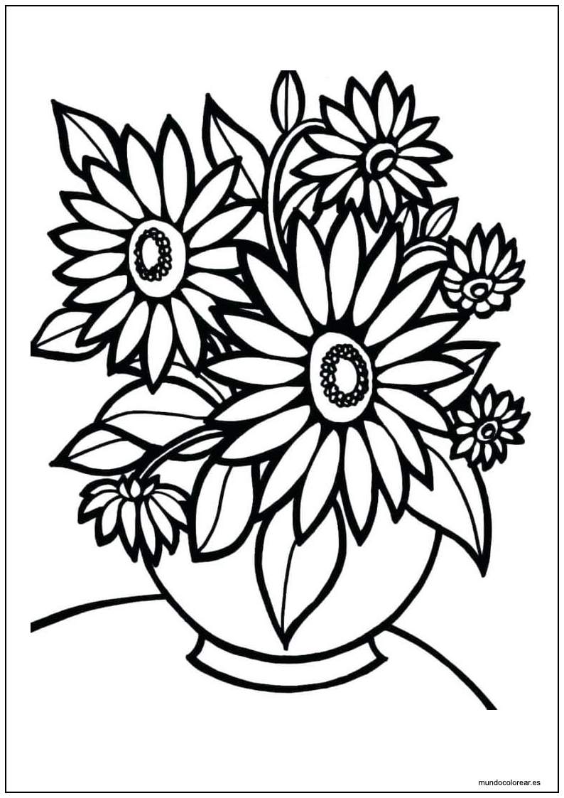 Dibujo De Flores En Un Jarrón Para Colorear E Imprimir