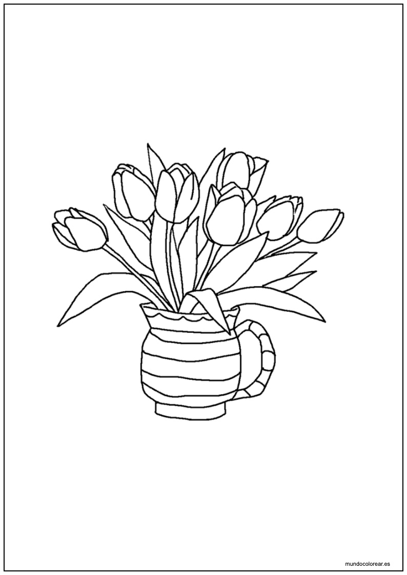 Dibujo De Flores En Un Jarrón Para Colorear