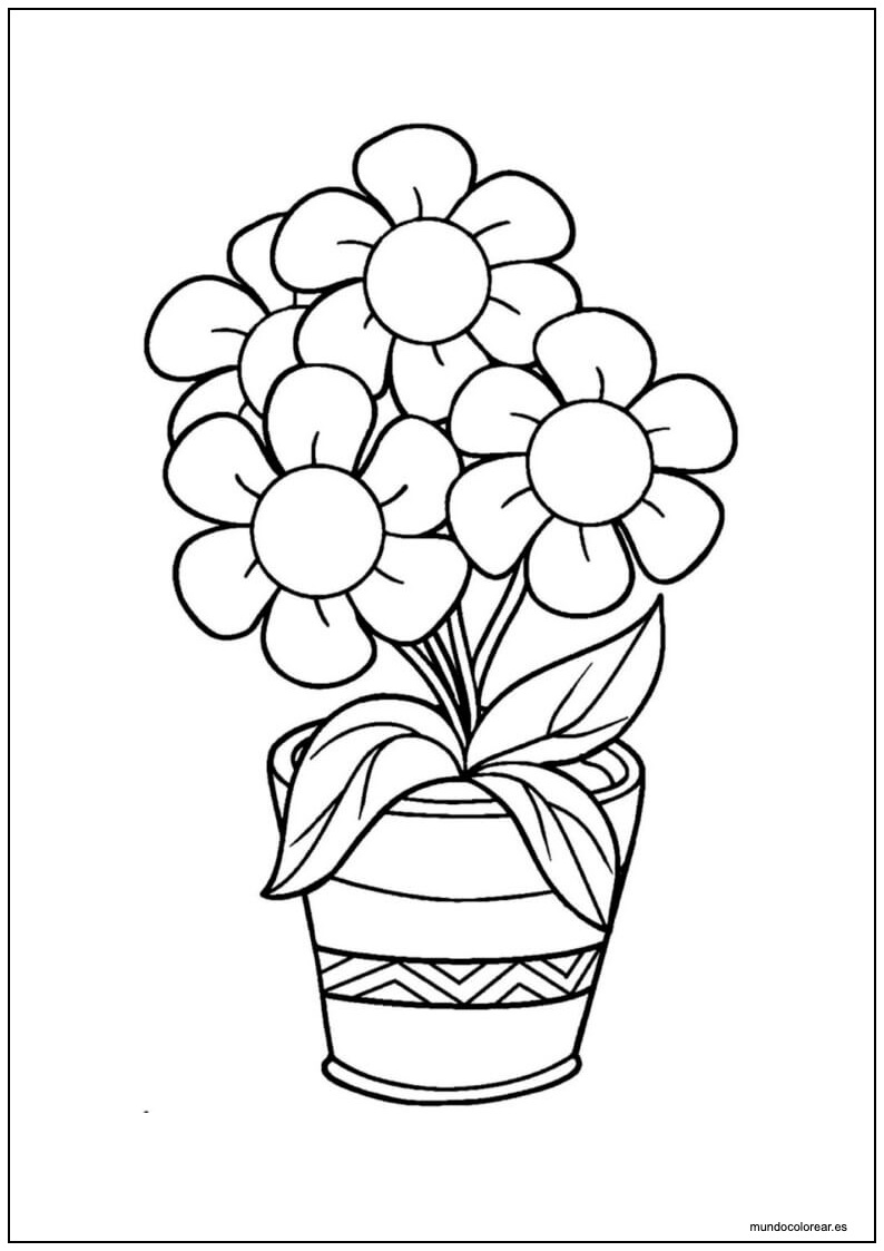 Dibujo De Flores En Una Maceta Para Imprimir