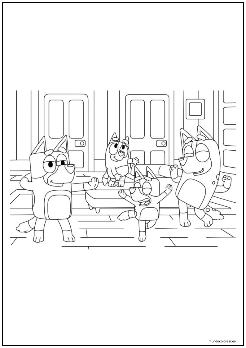 Dibujo De La Familia Bluey Bailando Para Imprimir