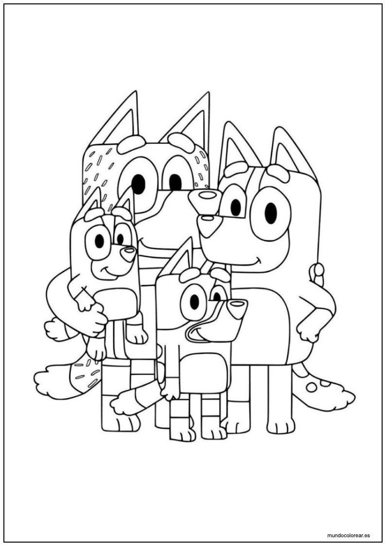 Dibujo De La Familia Bluey Unida Para Colorear