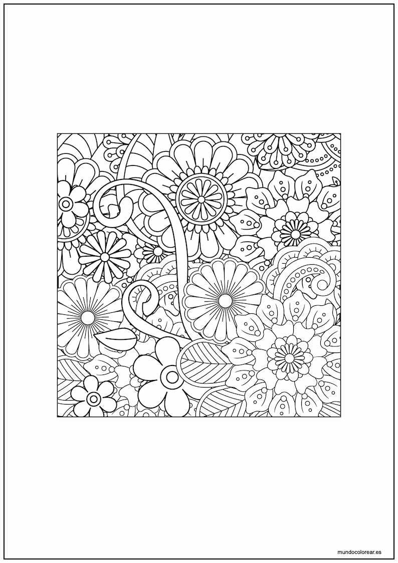Dibujo De Mandala Con Flores Para Colorear