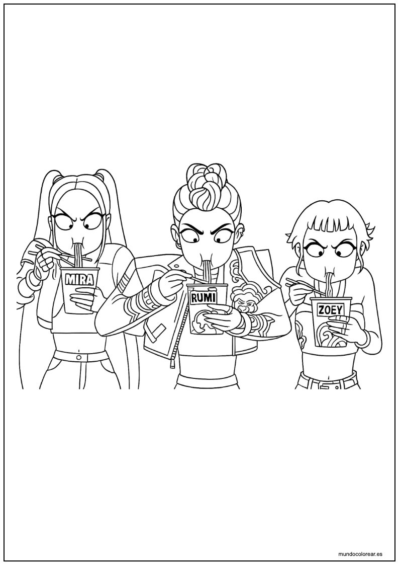 Guerreras Del K Pop Comiendo Para Colorear