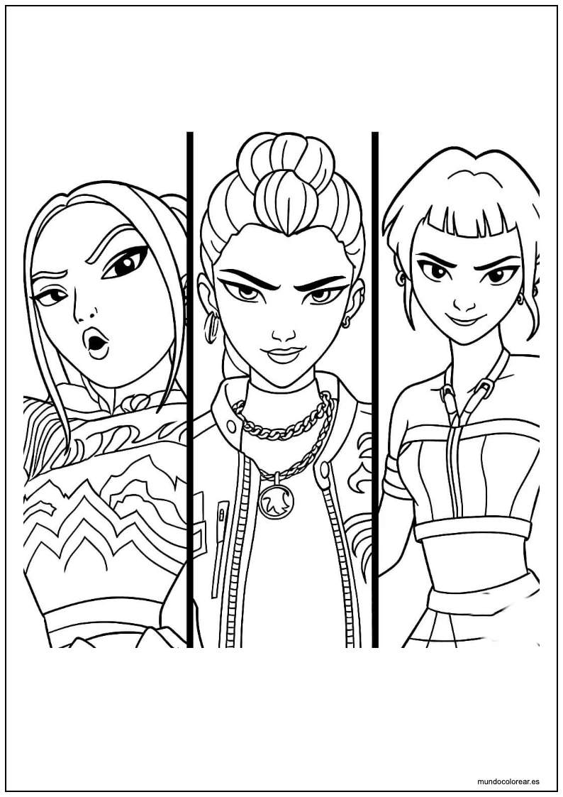 Guerreras Del K Pop Posando Para Colorear