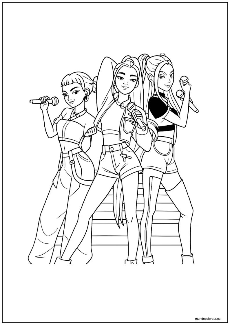 Guerreras Del Kpop Cantando Para Colorear