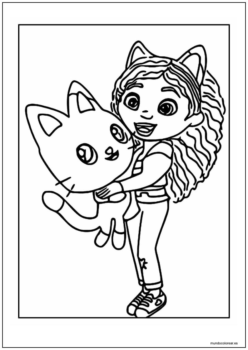 La Casa Mágica De Gabby Con Gato Para Colorear