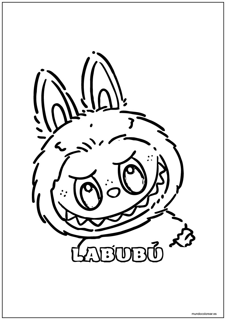 Labubu Con Texto Para Colorear