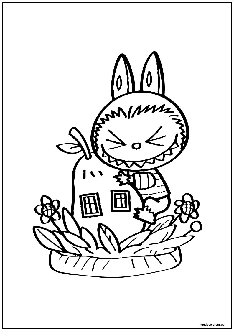Labubu En Casa Para Colorear