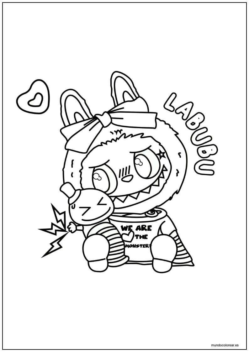 Labubu Jugando Para Colorear