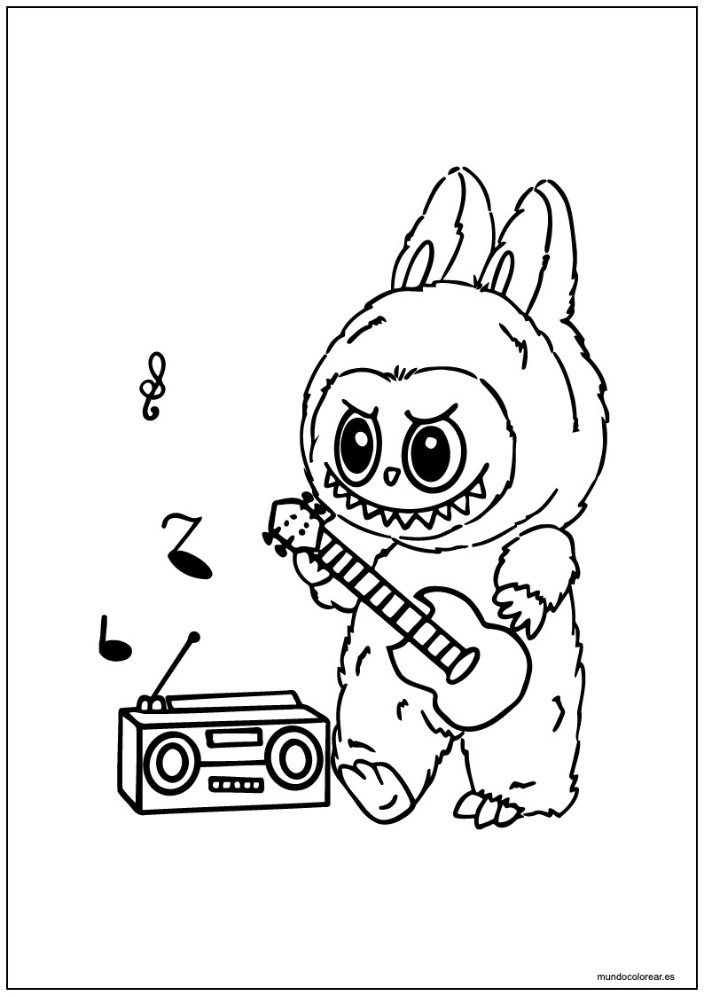Labubu Tocando La Guitarra Para Imprimir