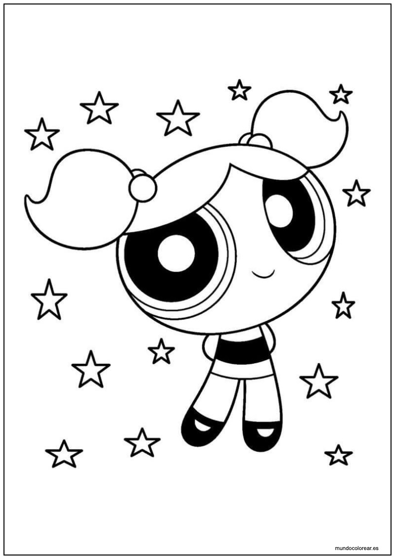 Dibujo De Burbuja De Las Supernenas Con Estrellas Para Colorear