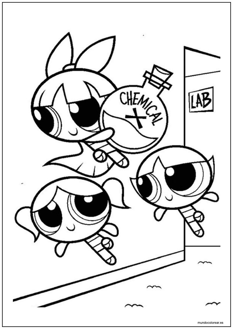 Dibujo De Las Supernenas Con Medicina Para Colorear