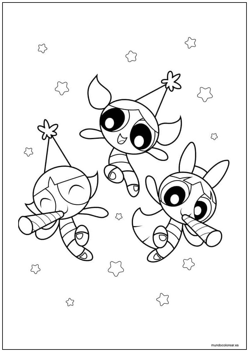 Dibujo De Las Supernenas Cumpleaños Para Colorear