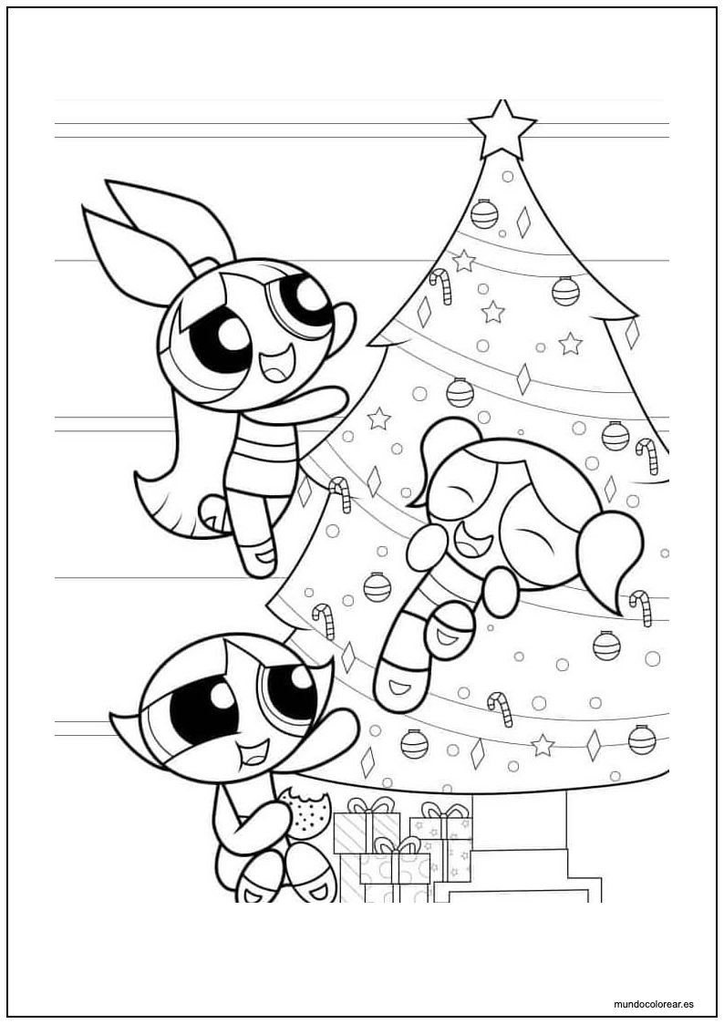 Dibujo De Las Supernenas En Navidad Para Colorear